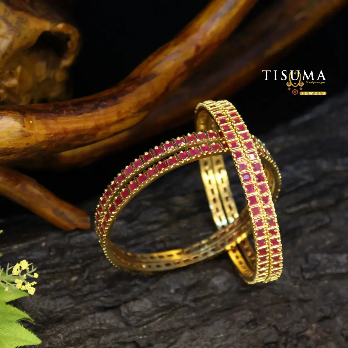 AD Square Bangles Ruby